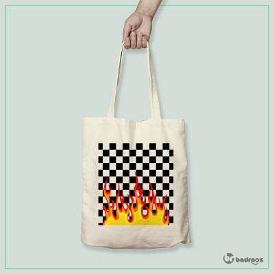 کیف خرید کتان Checkerboard Fire Vans