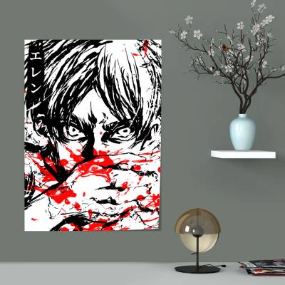 پوستر سیلک طرح انیمه حمله به تایتان (Attack on titan) - کد 001
