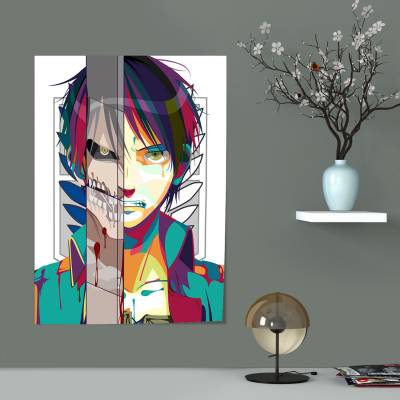 پوستر سیلک طرح انیمه حمله به تایتان (Attack on titan) - کد 008