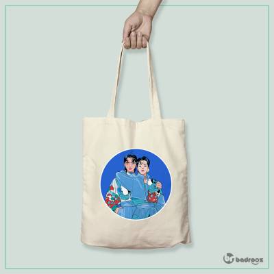 کیف خرید کتان  طرح BTS - بی تی اس - کد : 017