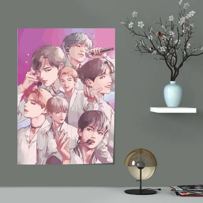 پوستر سیلک طرح BTS - بی تی اس - کد : 020