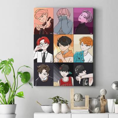 تابلو کنواس (بوم) طرح BTS - بی تی اس - کد : 021
