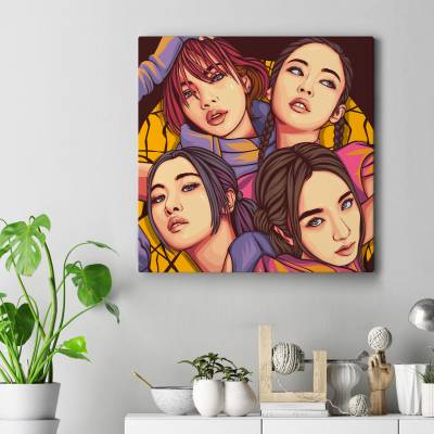 تابلو کنواس مربع (بوم) بلک پینک - 14