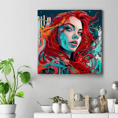 تابلو کنواس مربع (بوم) طرح دختر - 41