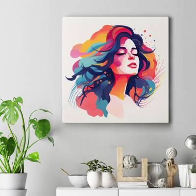 تابلو کنواس مربع (بوم) طرح دختر - 45