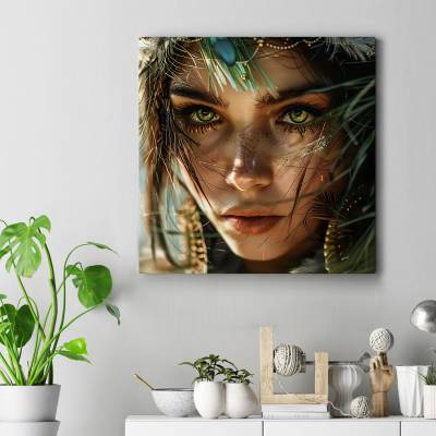 تابلو کنواس مربع (بوم) طرح دختر - 53