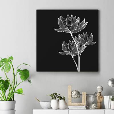 تابلو کنواس مربع (بوم) LineArt-Flower