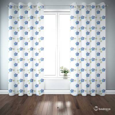 پرده پانچ پترن گل آبی 24x24 اینچ 