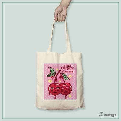 کیف خرید کتان (توت بگ)  Cherry Lady