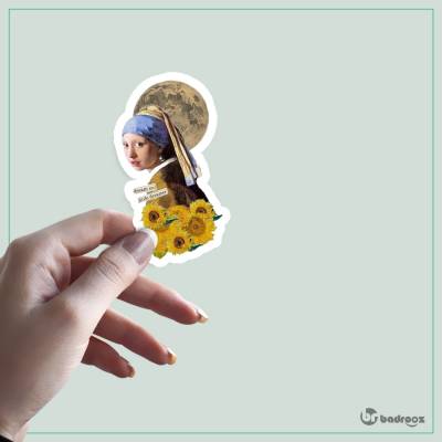 استیکر و برچسب دختری با گوشواره مروارید girl with a pearl earing 