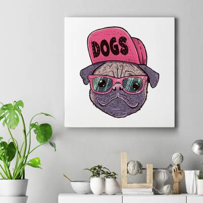 قاب کنواس مربع سگ عینکی