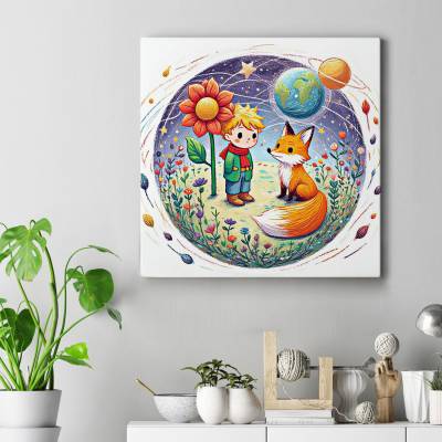 تابلو کنواس مربع (بوم) شازده کوچولوو روباه