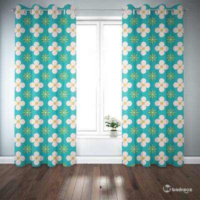 پرده پانچ پترن گل تم آبی کد DD246C