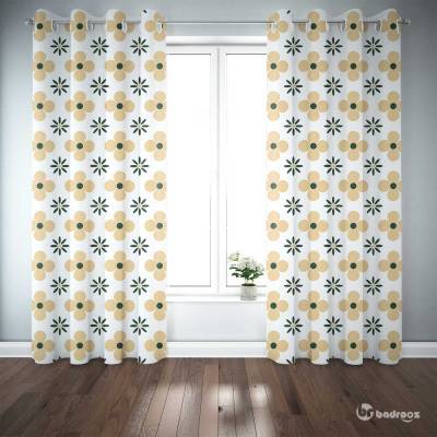 پرده پانچ پترن گل تم کرم کد DD246B