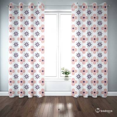 پرده پانچ پترن گل تم صورتی کد dd246-A