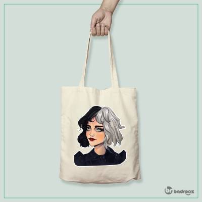 کیف خرید کتان (توت بگ) طرح کروئلا (Cruella) کد-001