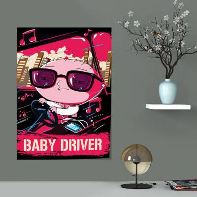 پوستر سیلک فمیلی گای طرح بیبی درایور  (Family Guy.Baby Driver)