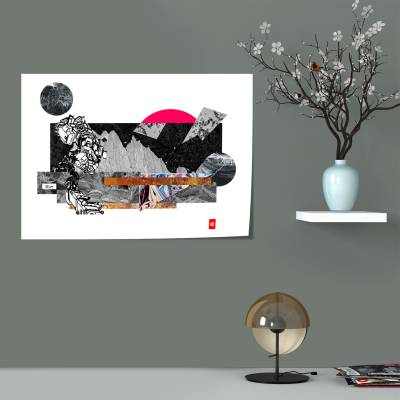 پوستر سیلک کلاژ دیجیتال سورئال مینیمال (مدل MEDIAN_056)