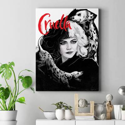 تابلو کنواس (بوم) طرح کروئلا (Cruella) کد-02