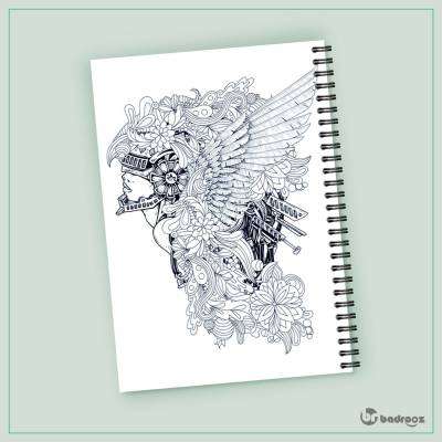 دفتر یادداشت کاراکتر آبستره و فانتزی دخترانه