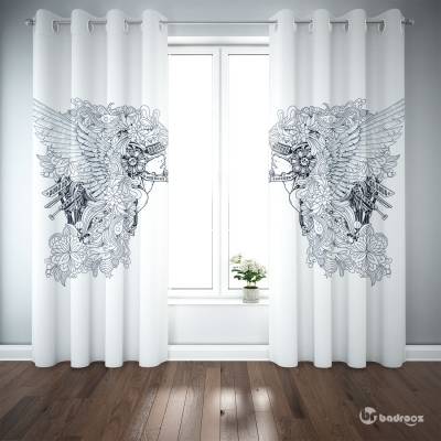 پرده پانچ کاراکتر آبستره و فانتزی دخترانه
