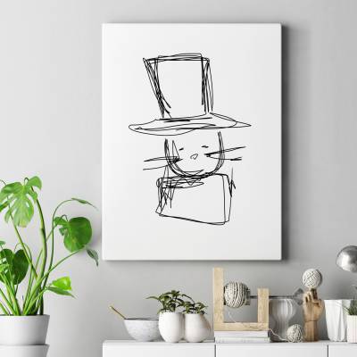 تابلو کنواس (بوم) گربه‌ی کلاه به سر