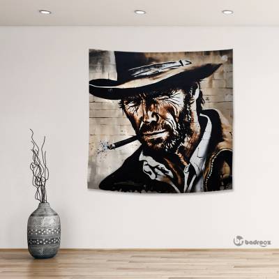 بک دراپ مربع دیوارنگاری(Graffiti) Clint Eastwood