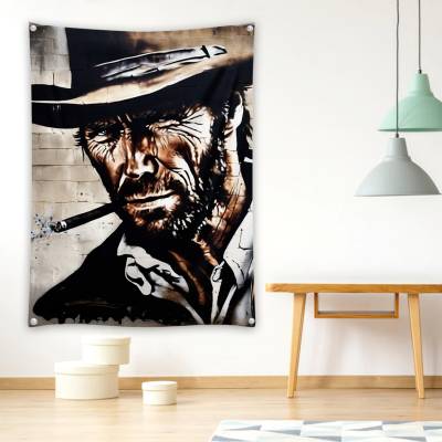 دراپ بنر دیوارنگاری(Graffiti) Clint Eastwood