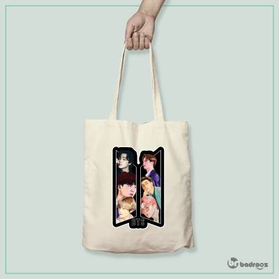 کیف خرید کتان (توت بگ) لوگو bts