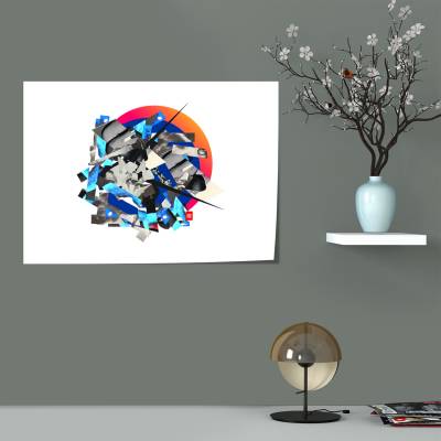پوستر سیلک کلاژ دیجیتال سورئال مینیمال (مدل LYNA049_ESC_PXY)