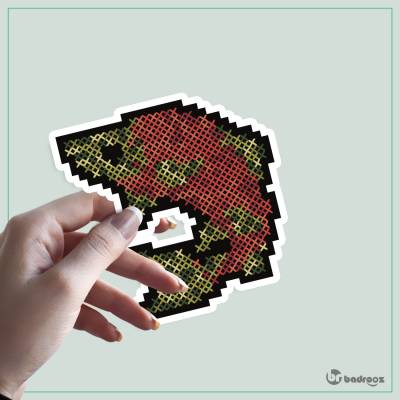 استیکر و برچسب Cross stitch salmon 1