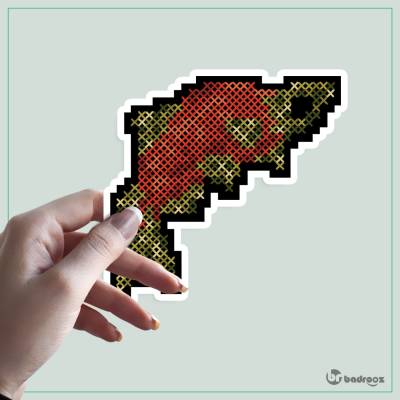 استیکر و برچسب Cross stitch salmon 3