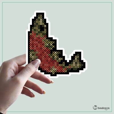 استیکر و برچسب Cross stitch salmon 4