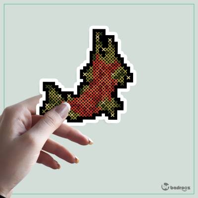 استیکر و برچسب Cross stitch salmon 5
