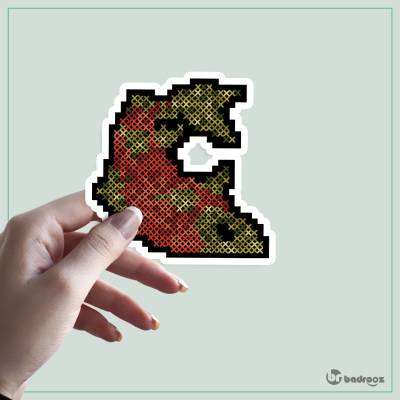 استیکر و برچسب Cross stitch salmon 6