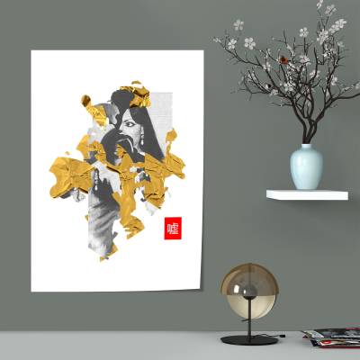 پوستر سیلک کلاژ دیجیتال سورئال مینیمال (مدل AGATHA_KOBALT_027)