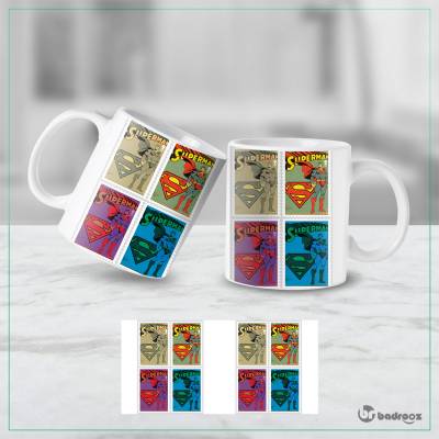 ماگ  تمبر وینتج 4عددی سوپرمن سبک پاپ آرت طرح dd060-y