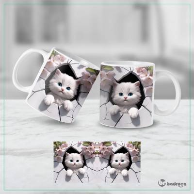 ماگ  حفره 3 بعدی و بچه گربه ملوس