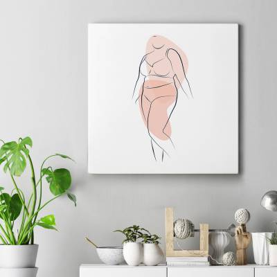 تابلو کنواس مربع (بوم) BBW (Big Beautiful Woman) Line Art