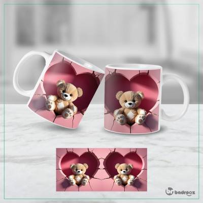 ماگ  حفره 3 بعدی قلب و تدی خرسه