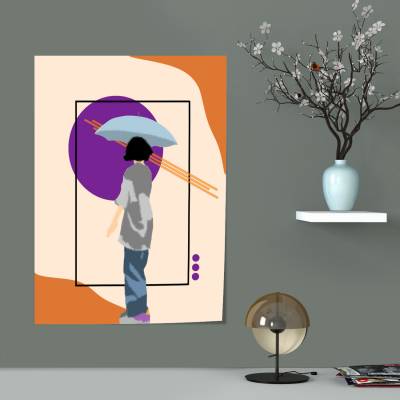 پوستر سیلک girl with umbrella