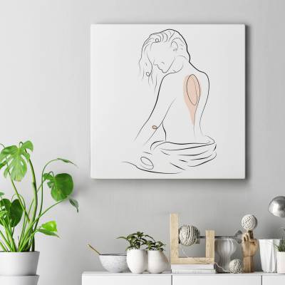 تابلو کنواس مربع (بوم) Female Line Art
