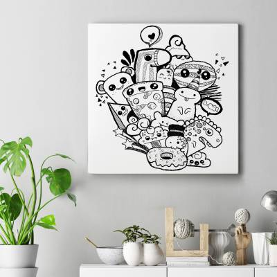 تابلو کنواس مربع (بوم) Doodle 002