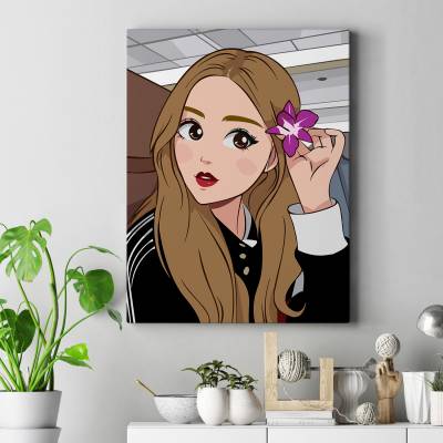 تابلو کنواس (بوم) طرح بلک پینک - کد : 021