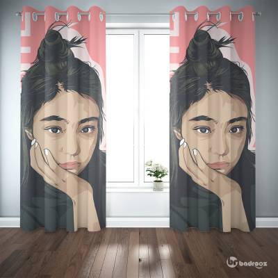 پرده پانچ طرح بلک پینک - کد : 022