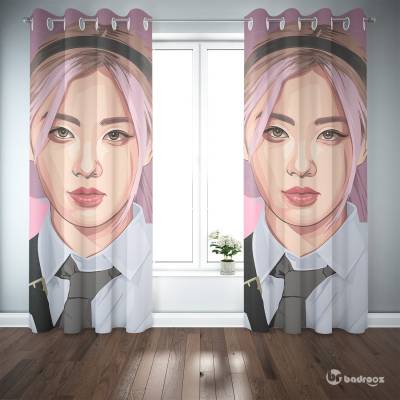 پرده پانچ طرح بلک پینک - کد : 028