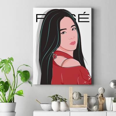 تابلو کنواس (بوم) طرح بلک پینک - کد : 034