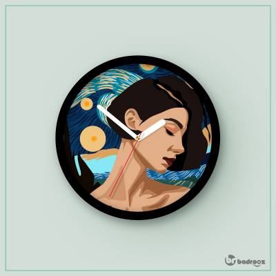ساعت دیواری  دختر و شب پر ستاره ونگوگ