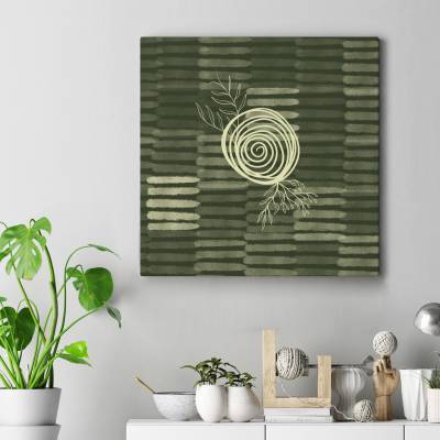 تابلو کنواس مربع (بوم) Green Flower