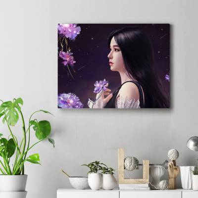 تابلو کنواس (بوم) طرح بلک پینک - کد : 042